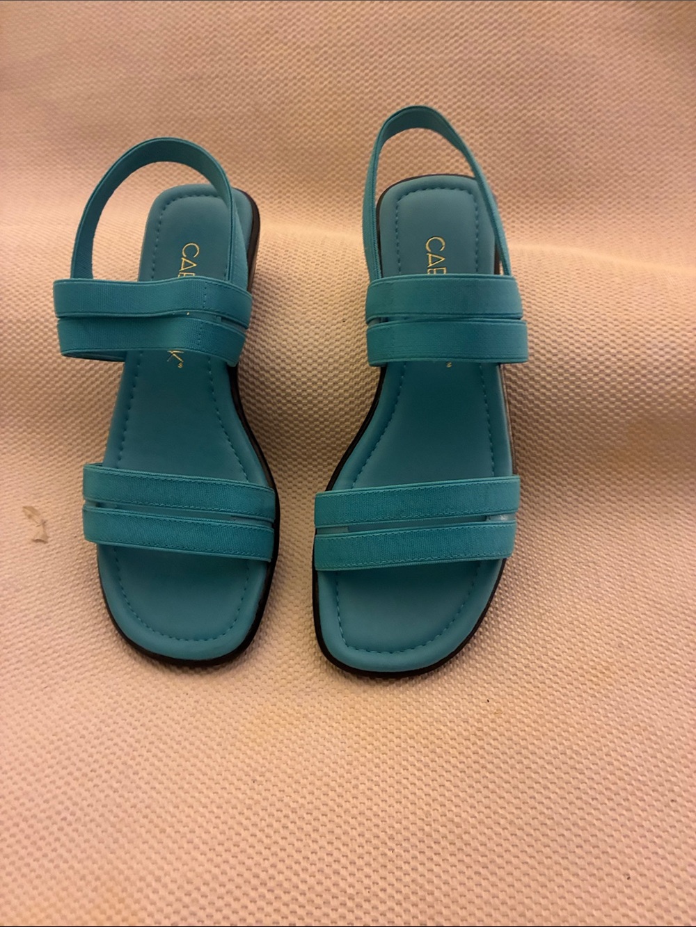 Cabin Creek Teal Slingback Sandals - Women's Comfortable Strappy Flat-NIB